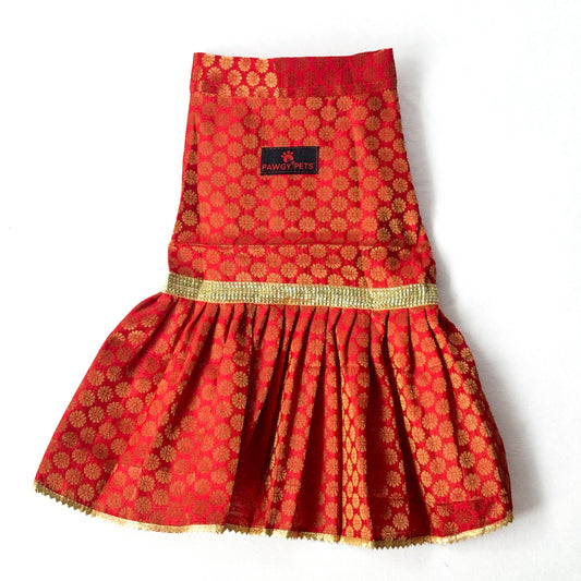 Pawgy Pets Occasion wear Dress Red for Dogs