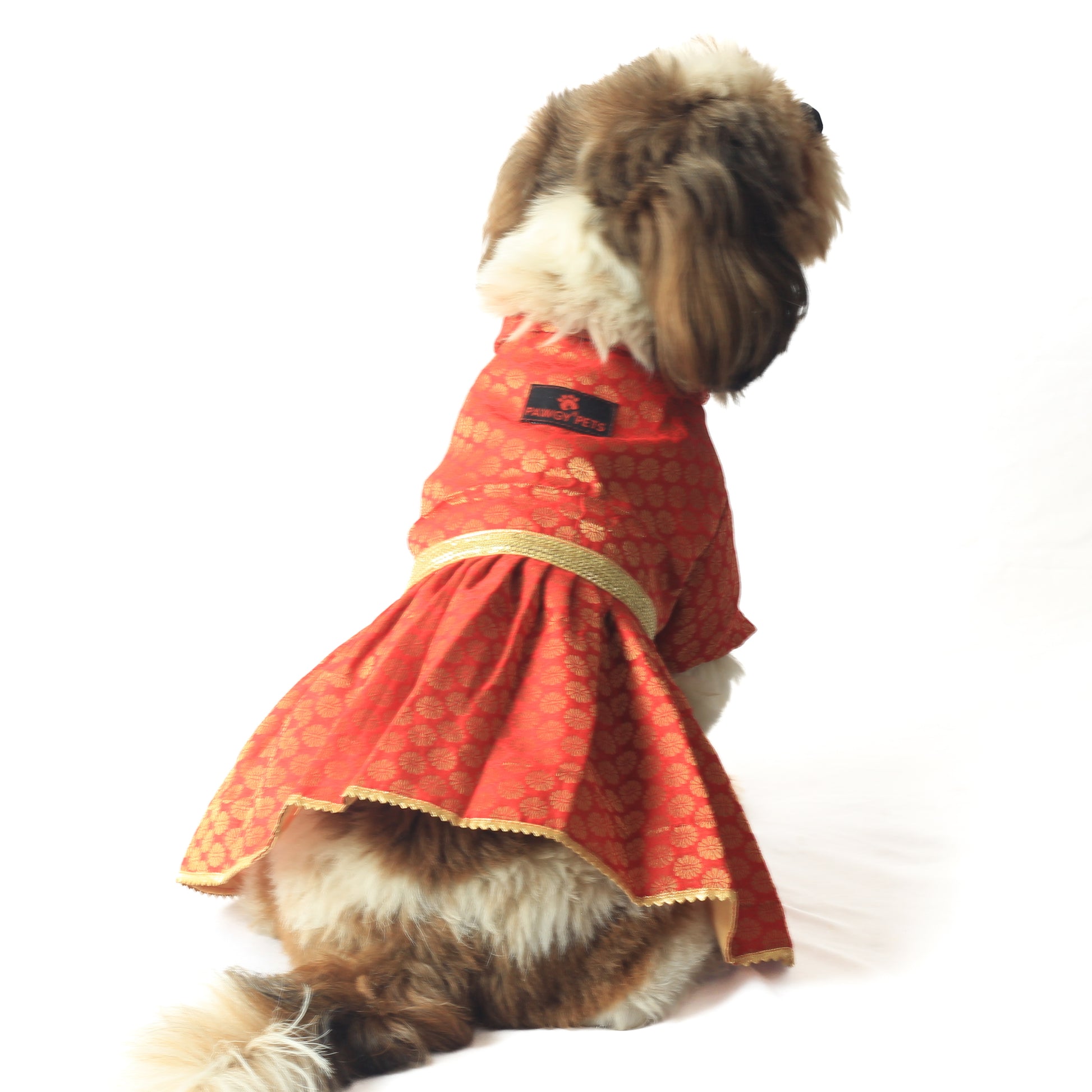 Pawgy Pets Occasion wear Dress Red for Dogs