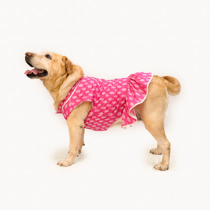 Pawgy Pets Heritage Handblock Dress Pink for Dogs