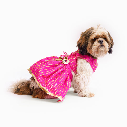 Pawgy Pets Hot Pink Net Lehenga for Dogs & Cats