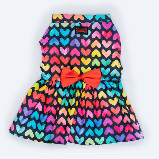 Pawgy Pets Multi heart Dress for Dogs