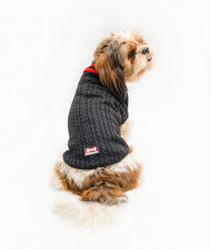 Pawgy Pets High Neck Cable Knit Sweater: Black for Dogs & Cats