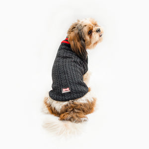Black High Neck Cable Knit Sweater | For Dogs & Cats | Pawgy Pets