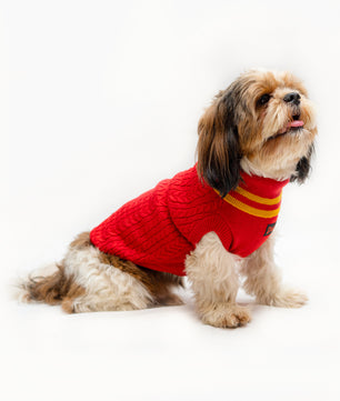 Pawgy Pets High Neck Cable Knit Sweater: Red for dogs & cats