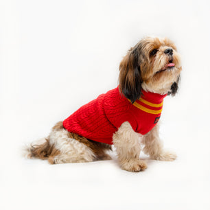 Pawgy Pets High Neck Cable Knit Sweater: Red for dogs & cats