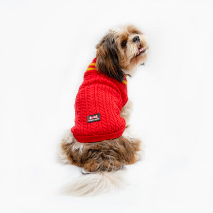 Pawgy Pets High Neck Cable Knit Sweater: Red for dogs & cats