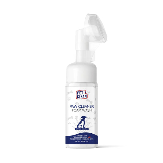 Pet Clean Paw Cleaner for Cats, Dogs and Puppies with Pet Foot Cleaning Foam and Silicone Brush for Easy Cleaning (150ml, Strawberry)