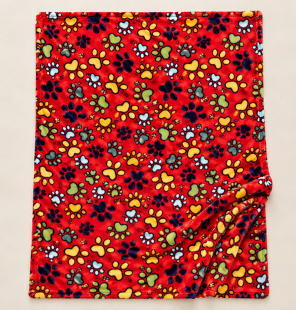 Paw Overload Red Blanket | For Pet & Pet Parents | Pawgy Pets