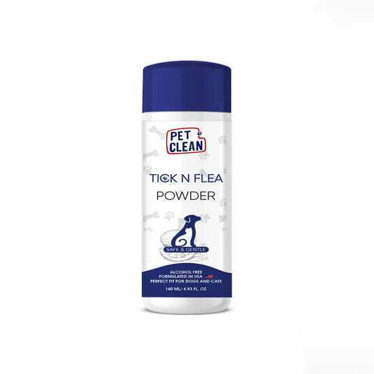 Pet Clean Anti Tick Powder for Dogs, Tick and Flea Powder for Dogs, Puppies and Cats That Soothes Itches and Redness (140 GMS, Lavender and Neem)