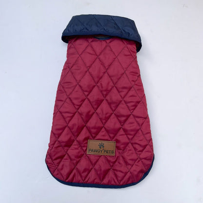 Pawgy Pets Reversible Quilted Jacket (Maroon & Navy Blue) for Dogs & Cats