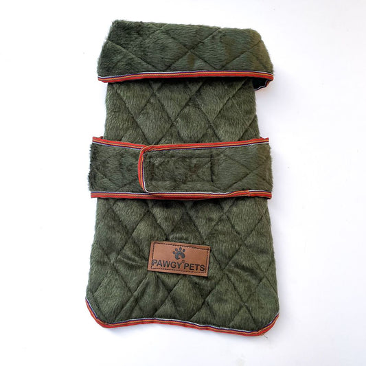 Pawgy Pets Reversible Quilted Jacket (Olive Green) for Dogs & Cats