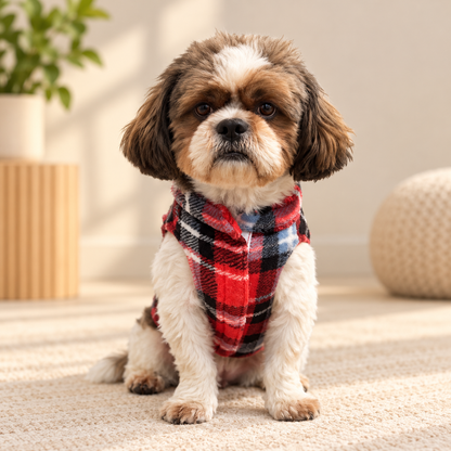 Check Red Fur Sweater | For Dogs & Cats | Pawgy Pets
