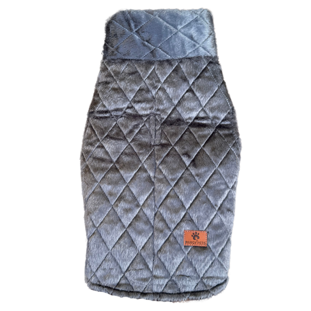 Grey Quilted Jacket | For Dogs & Cats | Pawgy Pets