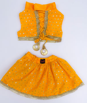 Pawgy Pets Yellow Festive Lehenga for Dogs & Cats