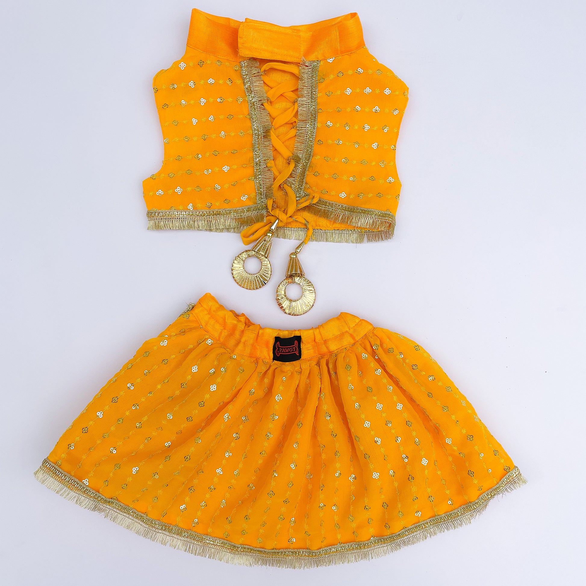 Pawgy Pets Yellow Festive Lehenga for Dogs & Cats