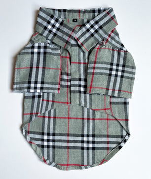 Pawgy Pets Grey Checks Shirt/Sando  for Dogs