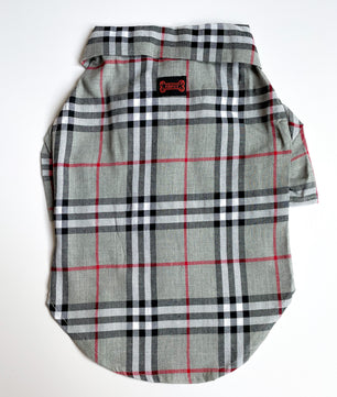 Pawgy Pets Grey Checks Shirt/Sando  for Dogs