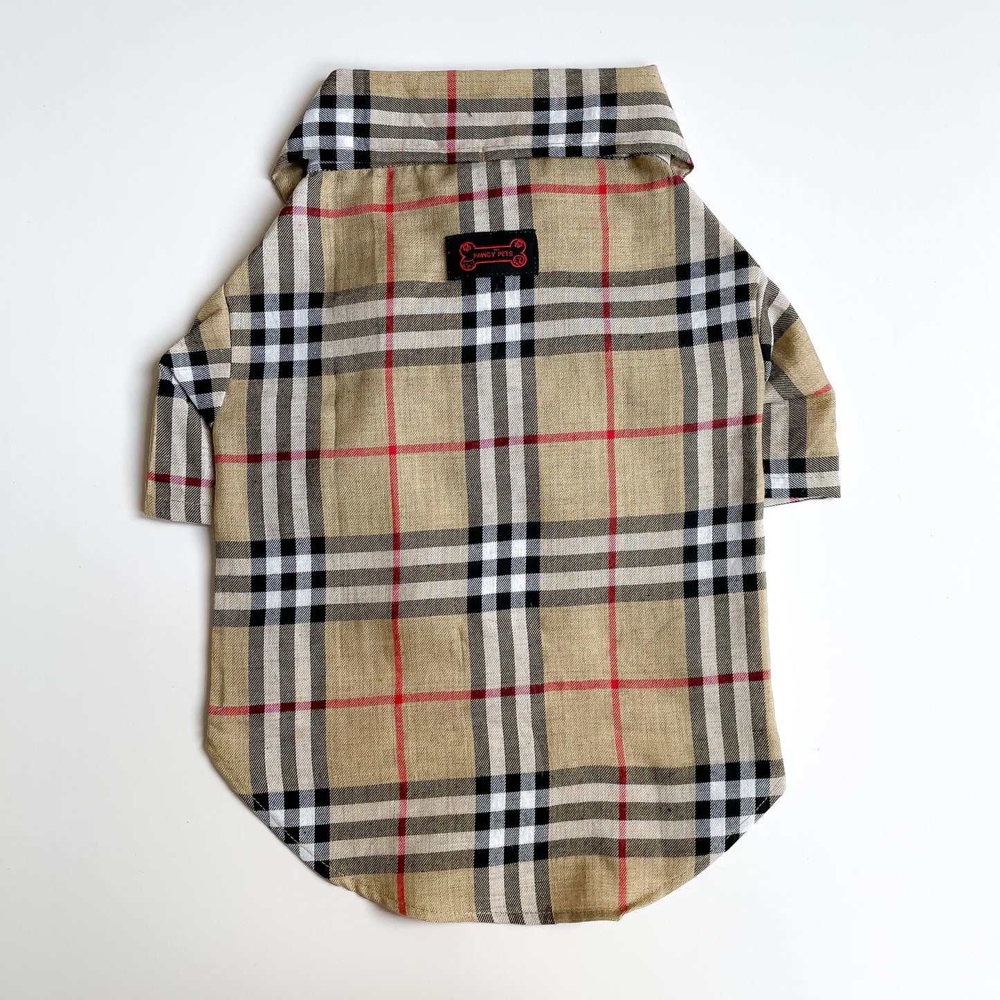 Pawgy Pets Beige Checks Shirt/Sando for Dogs