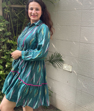 Women Dress + Doggo Kurta (Peacock Green)