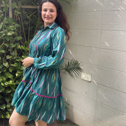 Women Dress + Doggo Kurta (Peacock Green)