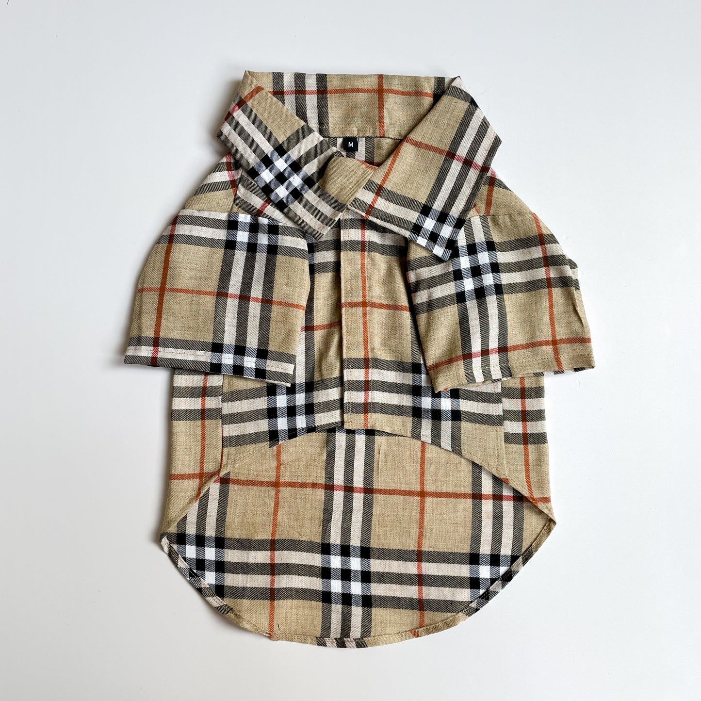 Pawgy Pets Beige Checks Shirt/Sando for Dogs