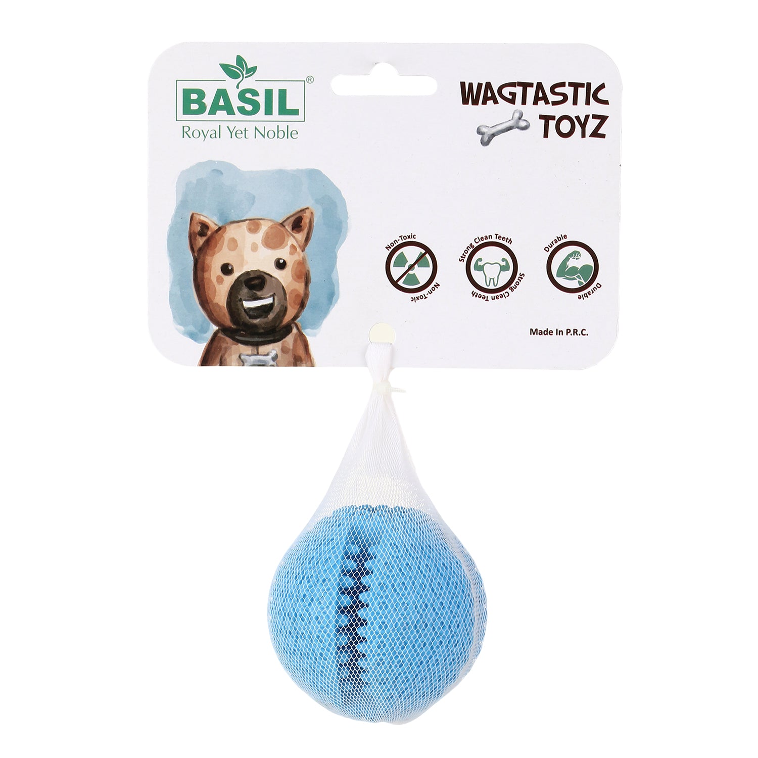 Basil Solid Ball with Hollow centre & Grooves in Side for Treats Blue