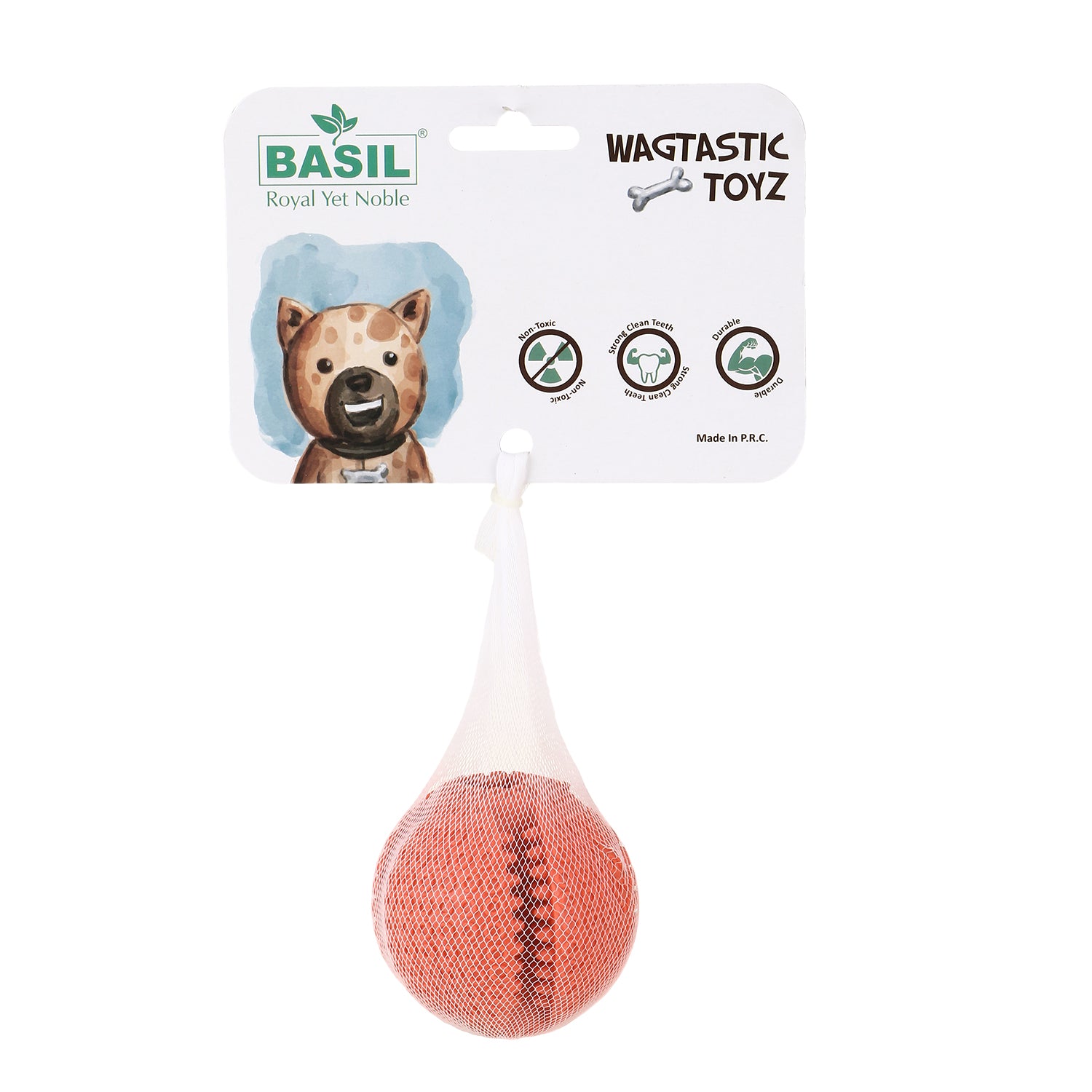 Basil Solid Ball with Hollow centre & Grooves in Side for Treats Red