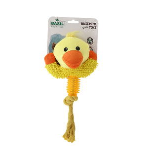 Basil Plush toy with Chew Rope TPR Duck Yellow
