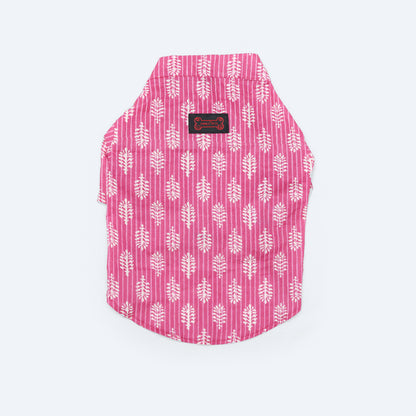 Pawgy Pets Heritage Hand Block Kurta Pink for Dogs