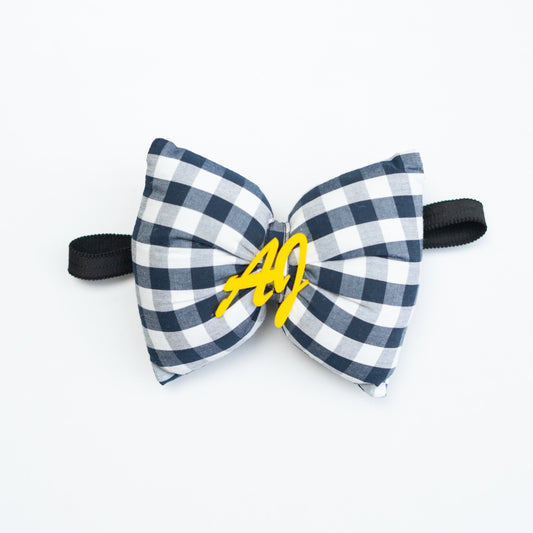 Pawgy Pets Black Checks Name Bowtie for Dogs & Cats