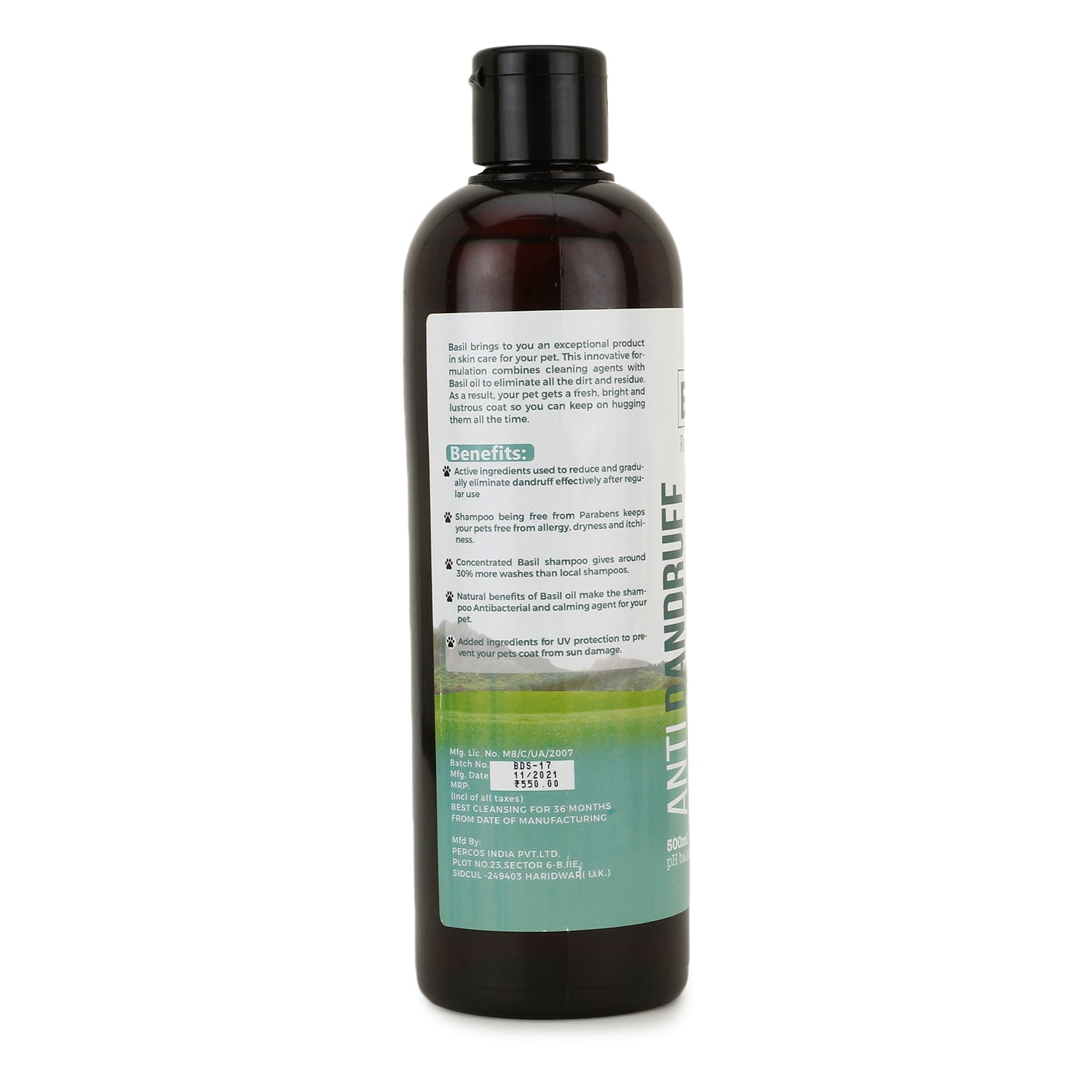 Basil Anti Dandruff Shampoo 500 ML Pawgypets