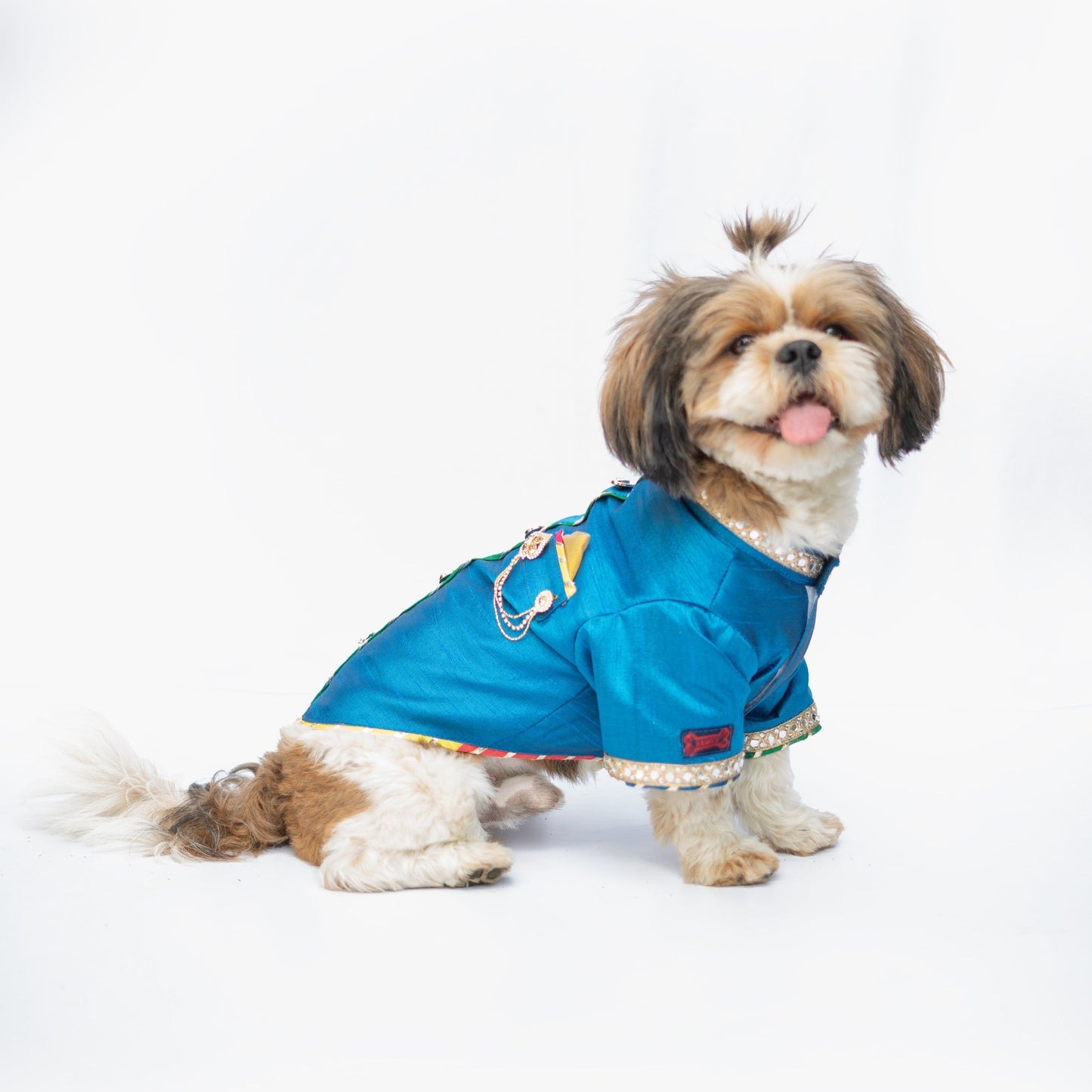 Pawgy Pets Raw Silk Sherwani: Blue for Dogs