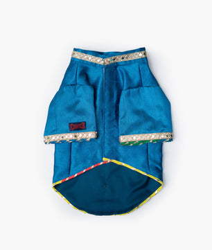 Pawgy Pets Raw Silk Sherwani: Blue for Dogs