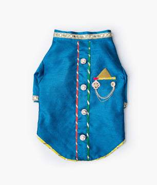 Pawgy Pets Raw Silk Sherwani: Blue for Dogs