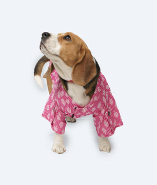 Pawgy Pets Heritage Hand Block Kurta Pink for Dogs
