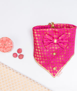 Pawgy Pets Occasion wear Bow Bandana Pink for Dogs & Cats