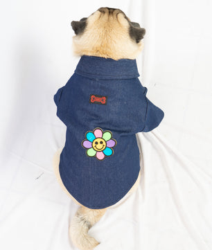 Pawgy Pets Denim shirt with patch for Dogs