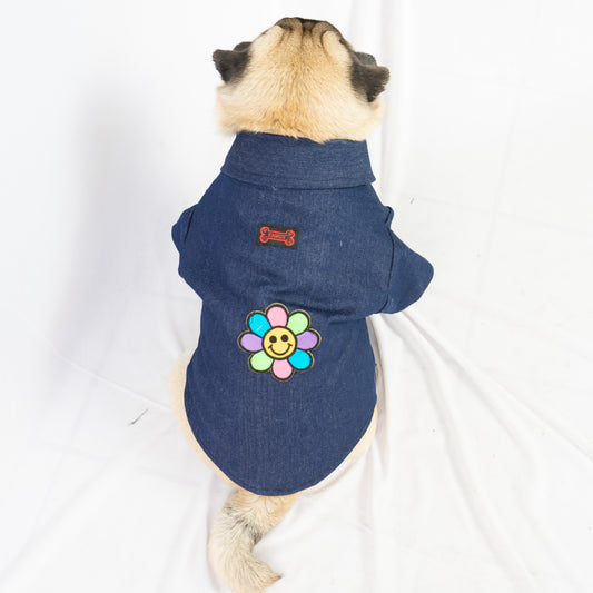 Pawgy Pets Denim shirt with patch for Dogs