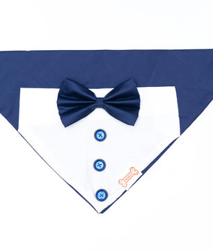 Pawgy Pets Tuxedo Bandana: Navy Blue for Dogs & Cats