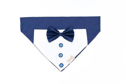 Pawgy Pets Tuxedo Bandana: Navy Blue for Dogs & Cats