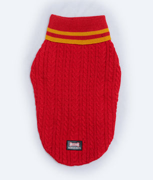 Pawgy Pets High Neck Cable Knit Sweater: Red for dogs & cats