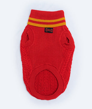 Pawgy Pets High Neck Cable Knit Sweater: Red for dogs & cats