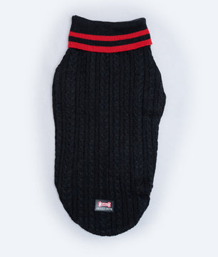 Pawgy Pets High Neck Cable Knit Sweater: Black for Dogs & Cats