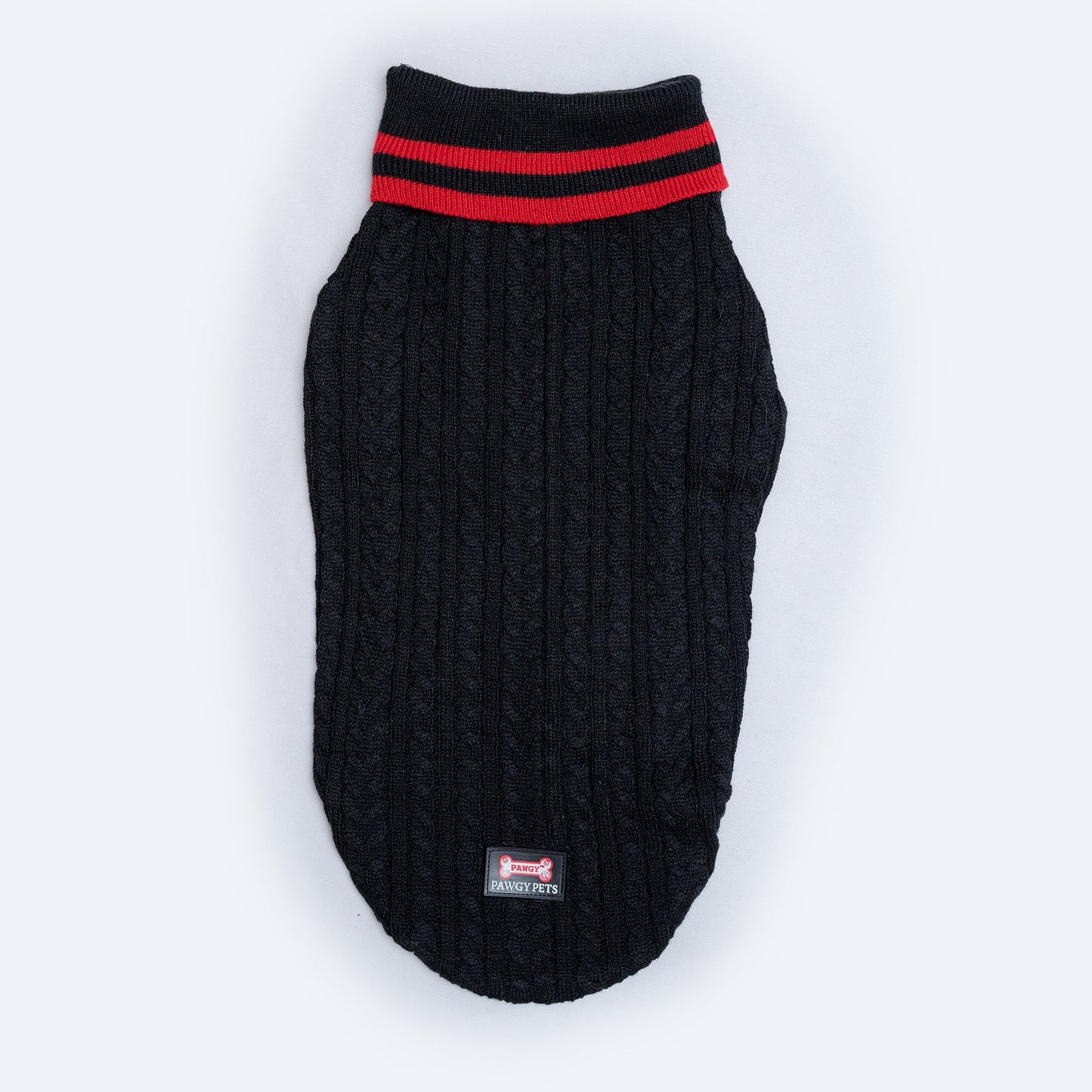Black High Neck Cable Knit Sweater | For Dogs & Cats | Pawgy Pets