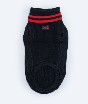 Pawgy Pets High Neck Cable Knit Sweater: Black for Dogs & Cats