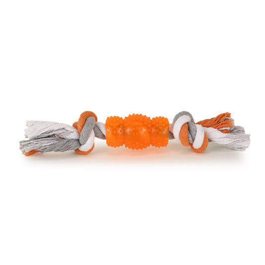 Basil Cotton Rope toys with Hard TPR Centre Orange