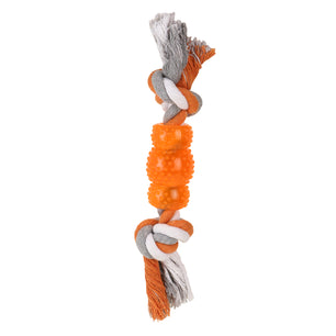Basil Cotton Rope toys with Hard TPR Centre Orange